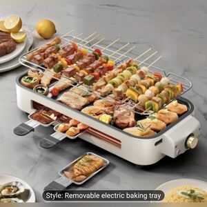 New Electric Grill with Removable Baking Tray - White, S1B-4